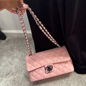 Elegant Pink Quilted Chain Bag
